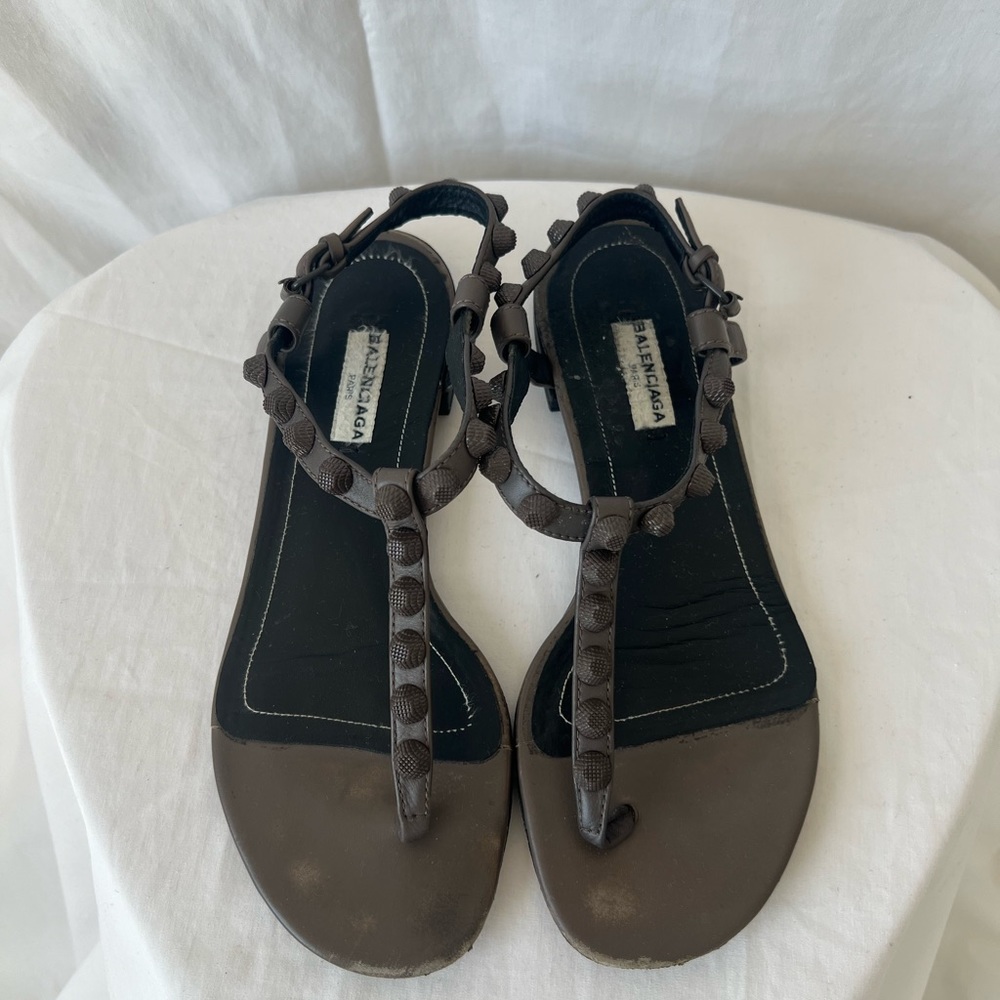 Balenciaga Arena leather T-strap sandal size 36
